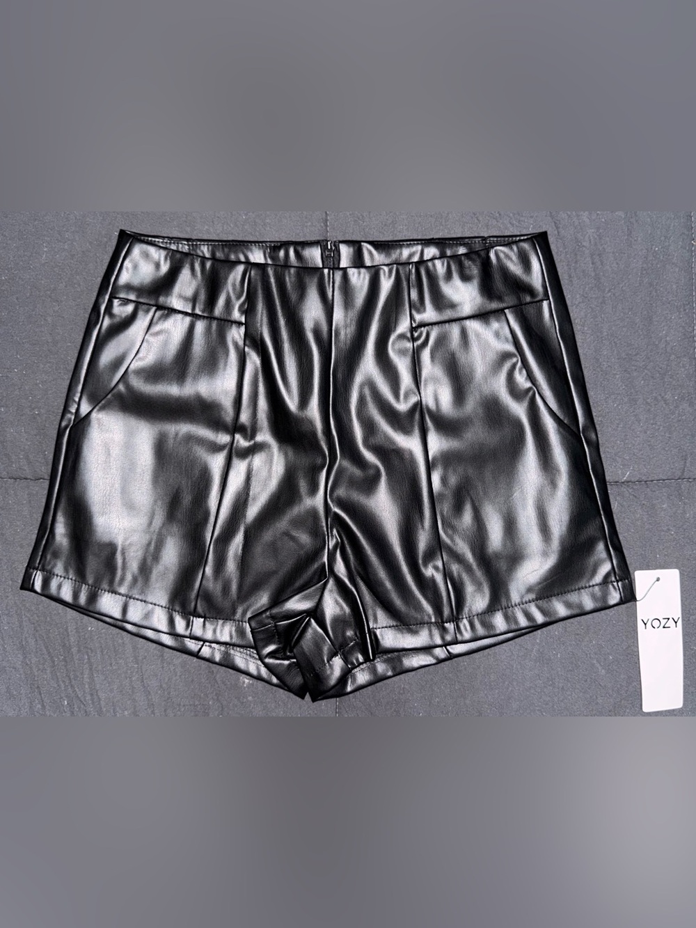 NWT. High-Waist Black Faux Leather Women’s Shorts